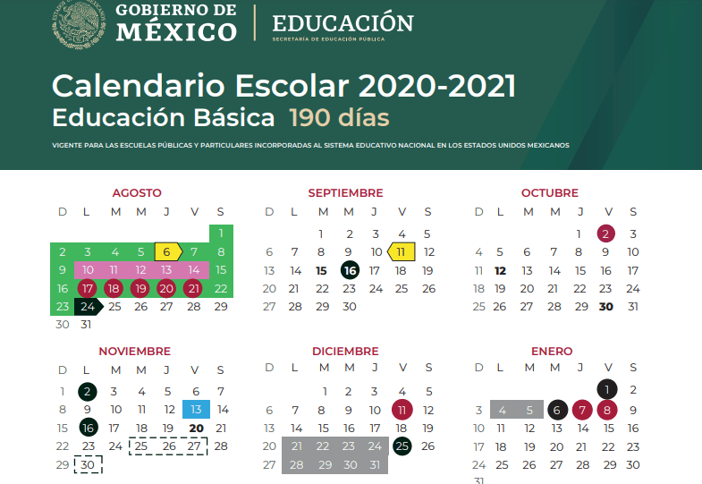 Calendario Escolar Ciclo 2020 2021 Sep Descargalo En Pdf