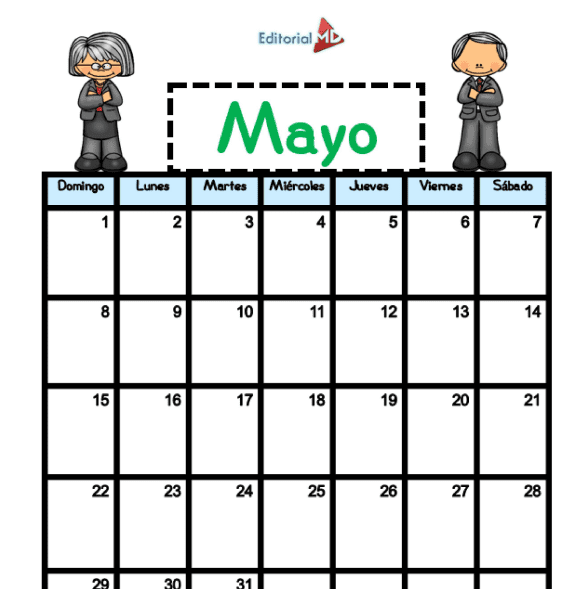 calendario escolar mayo 