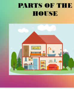 Ilustración de una casa recortada que muestra varias habitaciones, como el dormitorio, la cocina y el baño, con el título 