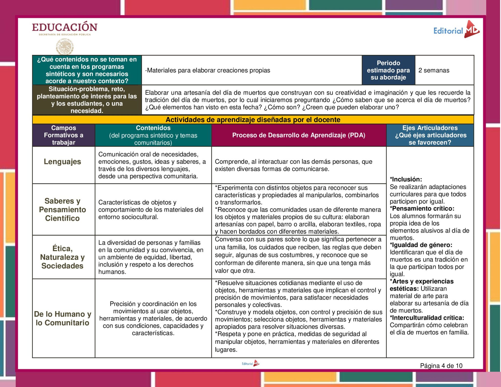 Planeación Artesanía del Día de Muertos para Preescolar 5 Planeación Artesanía del Día de Muertos para Preescolar - Image 5