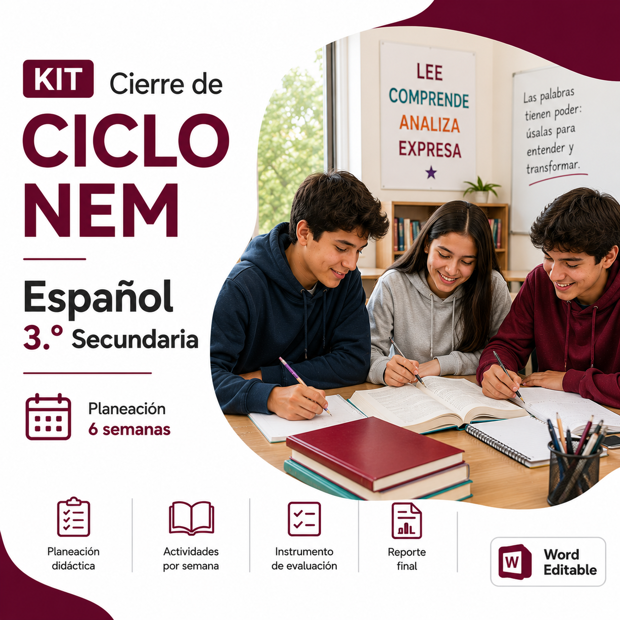 Kit de Cierre de Ciclo Español 3 Secundaria 2026-2027 | Planeación, Actividades, Evaluación y Reporte Editable en Word 1 Kit de Cierre de Ciclo Español 3 Secundaria 2026-2027 | Planeación, Actividades, Evaluación y Reporte Editable en Word