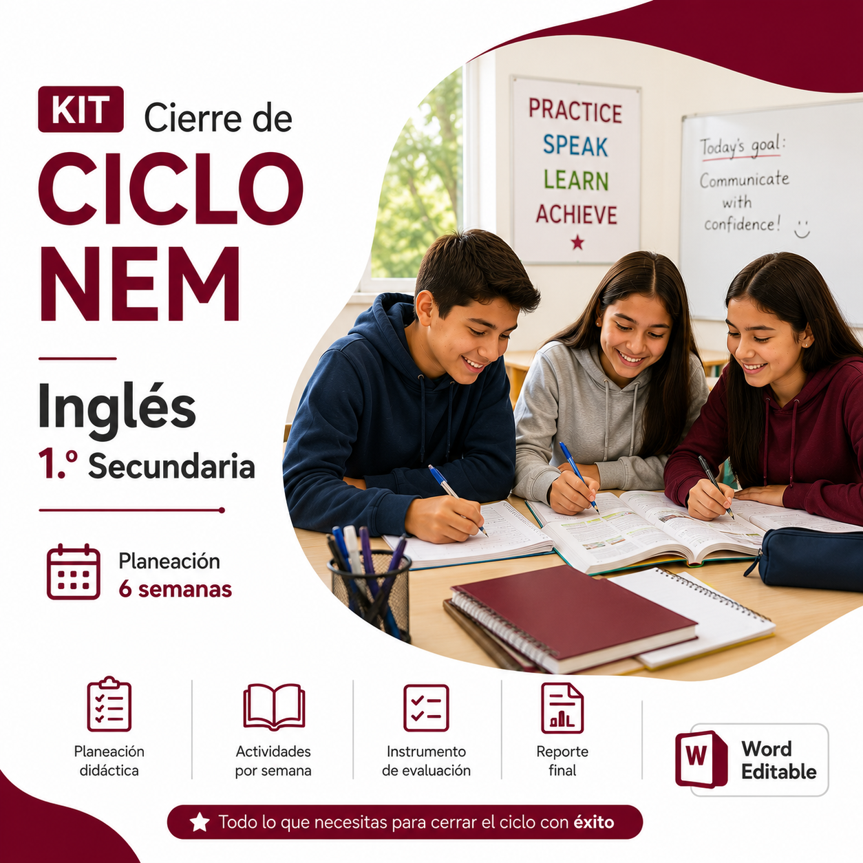 Kit de Cierre de Ciclo Inglés 1 Secundaria 2026-2027 | Planeación, Actividades, Evaluación y Reporte Editable en Word 1 Kit de Cierre de Ciclo Inglés 1 Secundaria 2026-2027 | Planeación, Actividades, Evaluación y Reporte Editable en Word