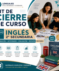 Kit de Cierre de Curso Inglés 2 Secundaria 2026-2027 | Planeación Didáctica, Actividades, Evaluación y Reporte Editable en Word