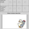 Una rúbrica para textos narrativos de 3º de primaria con criterios: desarrollo del personaje y conexión con la realidad, cuatro columnas de calificación, espacio para comentarios del profesor y un pato de dibujos animados sosteniendo un gran lápiz en la parte inferior.