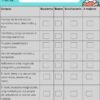 Rúbrica de evaluación para textos narrativos de tercer grado con criterios y casillas para calificar de excelente a mejorar; ilustraciones de conejo, mariquita, lápiz, osito y lápices decoran la hoja.