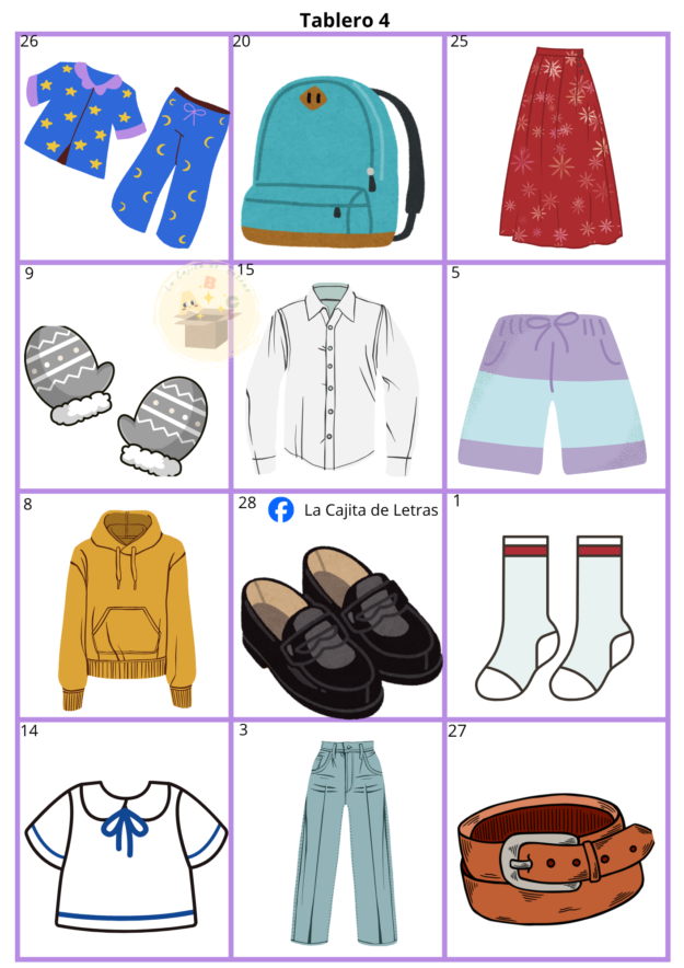 Lotería "Prendas de vestir y accesorios" 3 Lotería "Prendas de vestir y accesorios" - Image 3