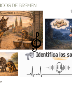 Material visual para abordar la obra Los músicos de Bremen de los Hermanos Grimm.