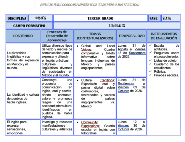 Paquete de Planeaciones anuales, Secundaria, Disciplina Lengua Extranjera Inglés III 1 Paquete de Planeaciones anuales, Secundaria, Disciplina Lengua Extranjera Inglés III