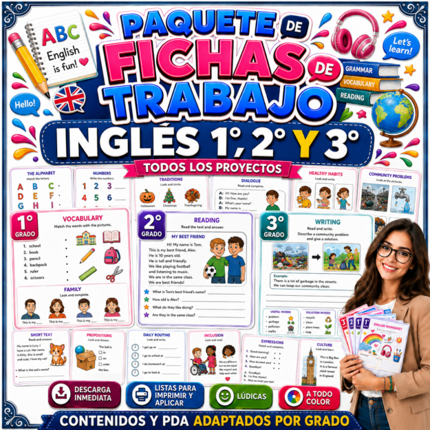 Fichas de trabajo INGLÉS SECUNDARIA 1°, 2° Y 3° Grado | TODOS LOS CONTENIDOS (IMPRIMIBLES) 1 Fichas de trabajo INGLÉS SECUNDARIA 1°, 2° Y 3° Grado | TODOS LOS CONTENIDOS (IMPRIMIBLES)