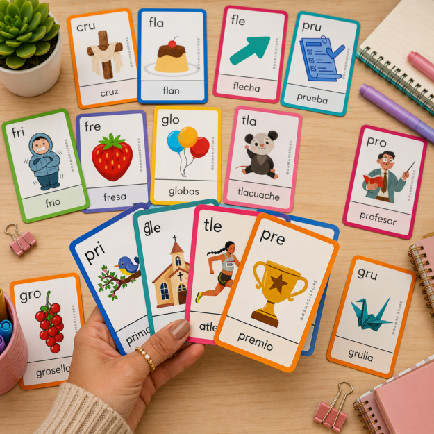 Tarjetas de las sílabas trabadas (65 tarjetas) 1 Tarjetas de las sílabas trabadas (65 tarjetas)
