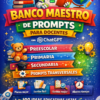 Un colorido póster con un robot sonriente leyendo un libro, libros y un globo terráqueo. Texto: "Banco Maestro de Prompts para Docentes con ChatGPT-Preescolar, Primaria, Secundaria, Prompts Transversales. 100 ideas educativas listas para crear sin pensar".
