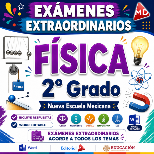 Examen Extraordinario Ciencias Física Secundaria 2° Grado NEM | Word Editable 1 Examen Extraordinario Ciencias Física Secundaria 2° Grado NEM | Word Editable