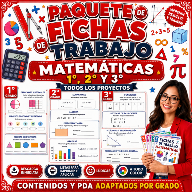 Fichas de trabajo MATEMÁTICAS SECUNDARIA 1°, 2° Y 3° Grado | TODOS LOS CONTENIDOS (IMPRIMIBLES) 1 Fichas de trabajo MATEMÁTICAS SECUNDARIA 1°, 2° Y 3° Grado | TODOS LOS CONTENIDOS (IMPRIMIBLES)