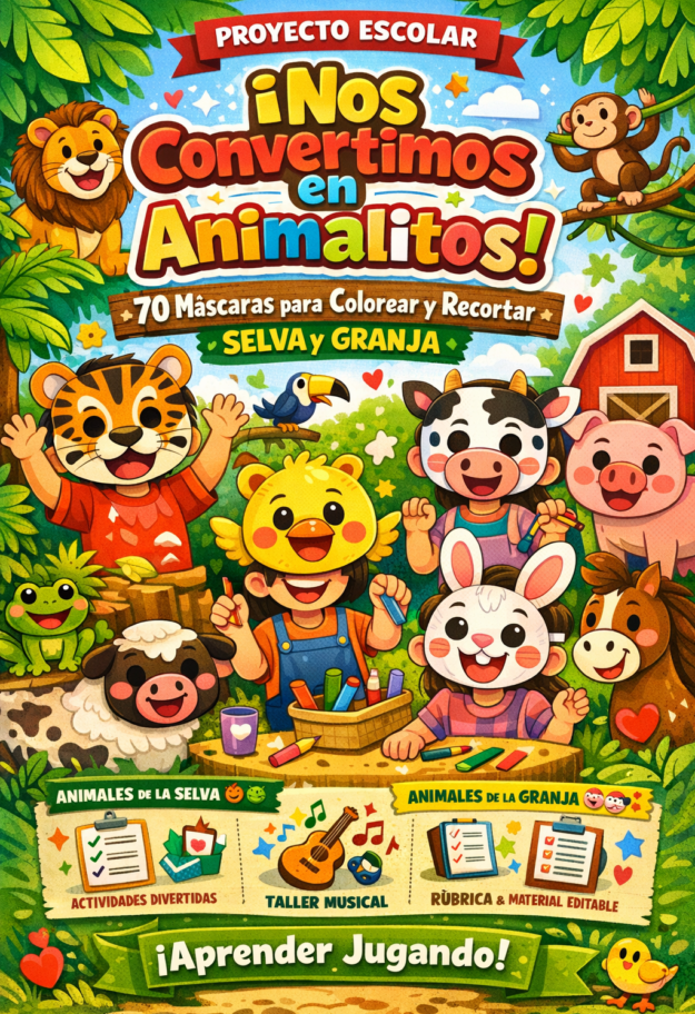 PROYECTO Preescolar y Primaria “Nos convertimos en Animalitos” NEM + 70 Máscaras recortables de Regalo 1 PROYECTO Preescolar y Primaria “Nos convertimos en Animalitos” NEM + 70 Máscaras recortables de Regalo