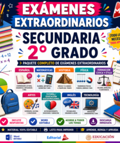 Exámenes Extraordinarios Secundaria 2° Grado NEM (TODAS LAS ASIGNATURAS) | Word Editable