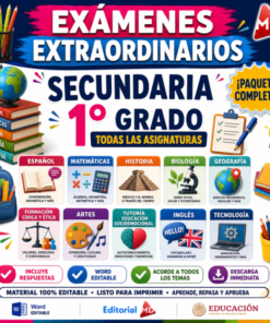 Paquete Exámenes Extraordinarios Secundaria 1° Grado NEM (TODAS LAS ASIGNATURAS) | Word Editable