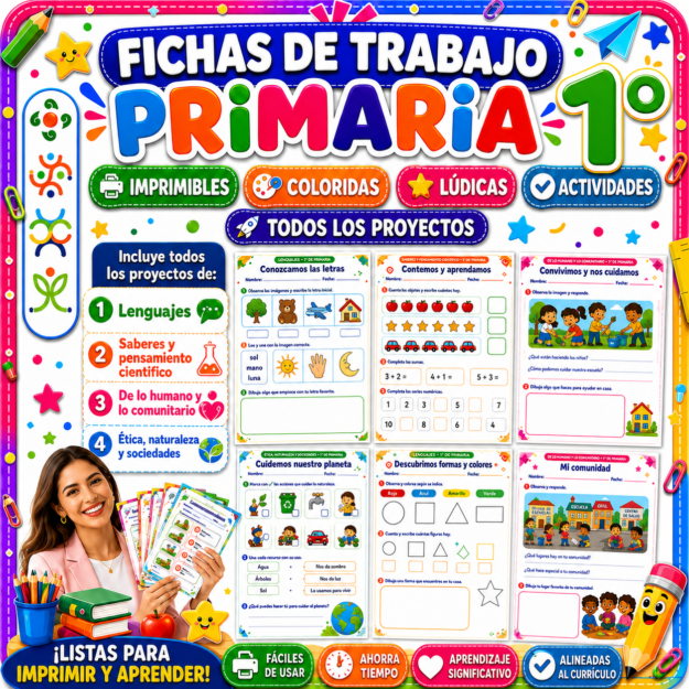 Fichas de trabajo PRIMARIA 1° Grado TODOS LOS PROYECTOS (IMPRIMIBLES) 1 Fichas de trabajo PRIMARIA 1° Grado TODOS LOS PROYECTOS (IMPRIMIBLES)