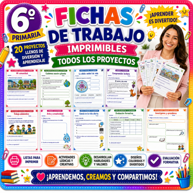 Fichas de trabajo PRIMARIA 6° Grado TODOS LOS PROYECTOS (IMPRIMIBLES) 1 Fichas de trabajo PRIMARIA 6° Grado TODOS LOS PROYECTOS (IMPRIMIBLES)