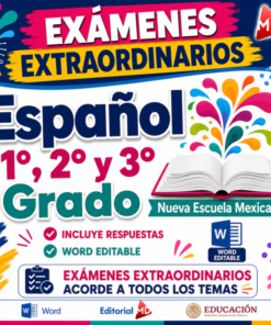 Examen Extraordinario Español Secundaria 1°, 2° y 3° Grado NEM | Word Editable