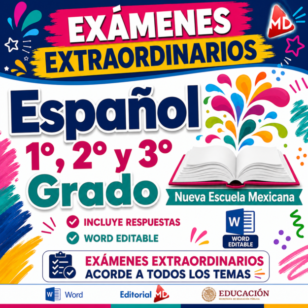Examen Extraordinario Español Secundaria 1°, 2° y 3° Grado NEM | Word Editable 1 Examen Extraordinario Español Secundaria 1°, 2° y 3° Grado NEM | Word Editable