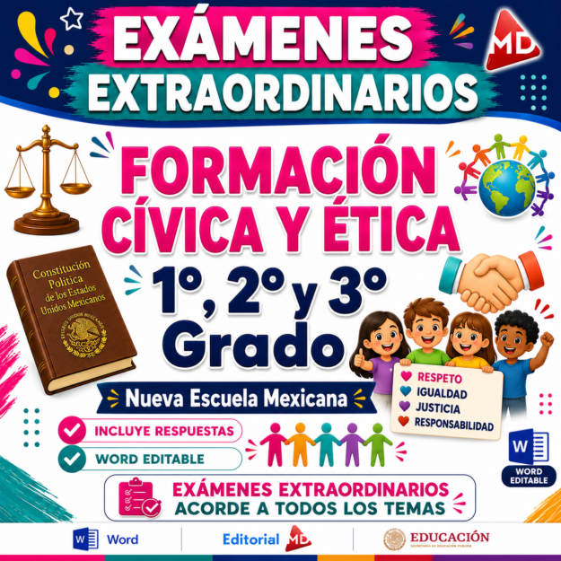 Examen Extraordinario Formación Cívica y Ética Secundaria 1°, 2° y 3° Grado NEM | Word Editable 1 Examen Extraordinario Formación Cívica y Ética Secundaria 1°, 2° y 3° Grado NEM | Word Editable