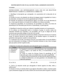 INSTRUMENTO DE EVALUACION PARA ADMISION DOCENTE