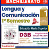 Imagen de portada para un recurso curricular de bachillerato titulado "Planeaciones EMS Bachillerato: Lengua y Comunicación 1° Semestre." Incluye logotipos, portada del libro y texto sobre recursos, evaluación y formatos editables.