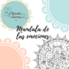 Una imagen decorativa con círculos de color pastel, el texto "Mandala de las emociones", un logotipo que reza "Tejiendo emociones" y un mandala detallado con varios rostros que expresan distintas emociones.