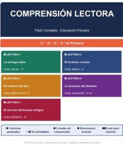 Comprensión Lectora Primaria/ Pack completo 3º-6º / 5 Lecturas + 35 Actividades + Soluciones