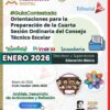 Portada que muestra la guía de la Secretaría de Educación Pública de México para la Cuarta Sesión Ordinaria del Consejo Técnico Escolar, enero de 2026, para supervisores de preescolar, primaria y secundaria. Incluye logotipos y gráficos a color.