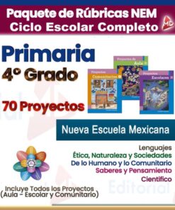 Paquete Rúbricas de Evaluación 4° Grado de Primaria 2026 NEM (Todos los Proyectos)