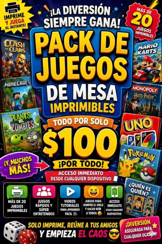 PACK DE JUEGOS DE MESA IMPRIMIBLES 1 PACK DE JUEGOS DE MESA IMPRIMIBLES