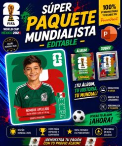 Super Paquete Mundialista México 2026 !Estampita Stiker + Album +Sobre! Editables Powerpoint