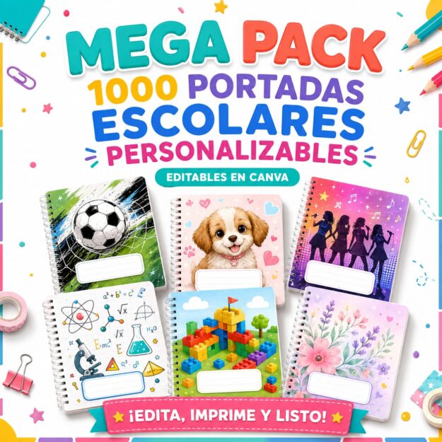 MEGA PACK DE 1000 PORTADAS Y ETIQUETAS PARA LIBRETAS | Regreso a Clases 1 MEGA PACK DE 1000 PORTADAS Y ETIQUETAS PARA LIBRETAS | Regreso a Clases
