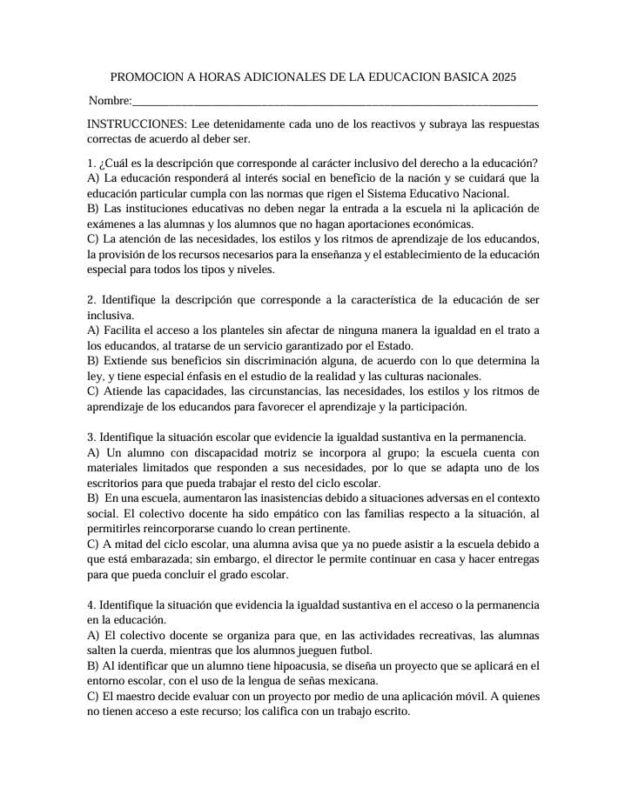 PAQUETE DE 6 EXAMENES PARA HORAS ADICIONALES, PROMOCION HORIZONTAL Y ADMISION 1 PAQUETE DE 6 EXAMENES PARA HORAS ADICIONALES, PROMOCION HORIZONTAL Y ADMISION