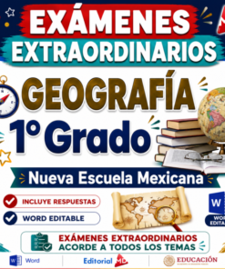 Examen Extraordinario Geografía Secundaria 1° Grado NEM | Word Editable