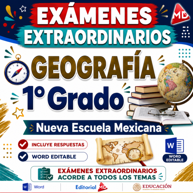 Examen Extraordinario Geografía Secundaria 1° Grado NEM | Word Editable 1 Examen Extraordinario Geografía Secundaria 1° Grado NEM | Word Editable