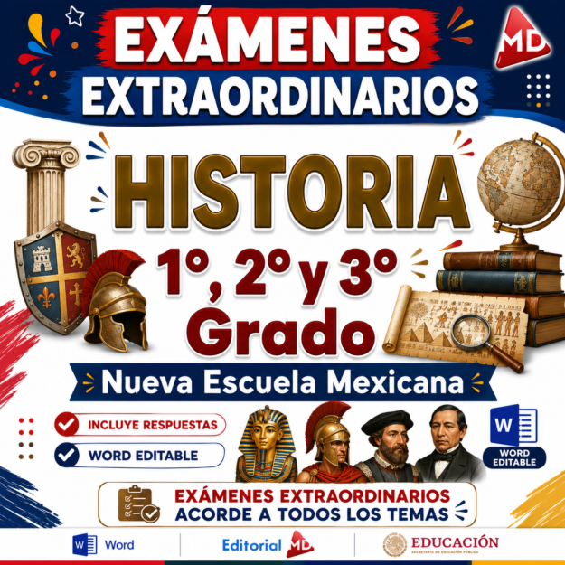 Examen Extraordinario Historia Secundaria 1°, 2° y 3° Grado NEM | Word Editable 1 Examen Extraordinario Historia Secundaria 1°, 2° y 3° Grado NEM | Word Editable