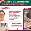 Gráfica promocional para el curso de admisión USICAMM 2026, mostrando a una mujer, una mano escribiendo en un papel, un teléfono inteligente, y texto destacando las habilidades educativas y "todas las respuestas".