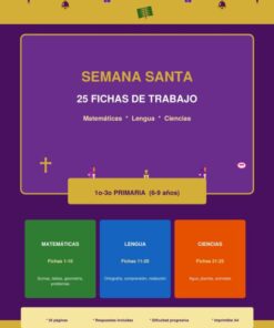 Semana Santa — 25 Fichas de Trabajo | 1.º a 3.º de Primaria (6-9 años)Matemáticas · Lengua · Ciencias · Dificultad progresiva · Listo para imprimir