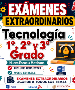 Examen Extraordinario Tecnología Secundaria 1°, 2° y 3° Grado NEM | Word Editable