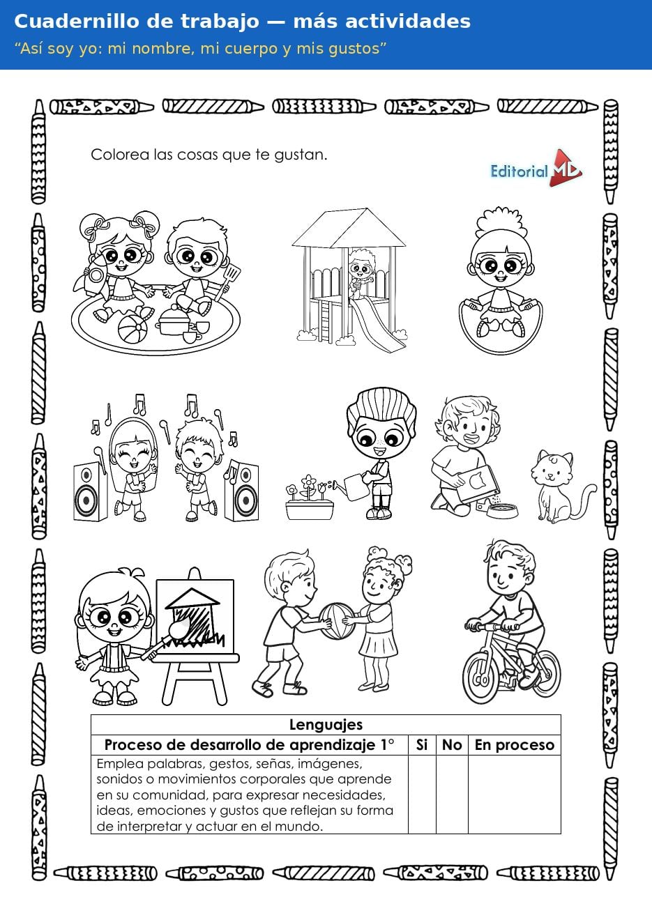 Planeación Así Soy Yo: Mi Nombre, Mi Cuerpo y Mis Gustos para Preescolar 5 Actividades del cuadernillo de trabajo Así soy yo: mi nombre, mi cuerpo y mis gustos para preescolar