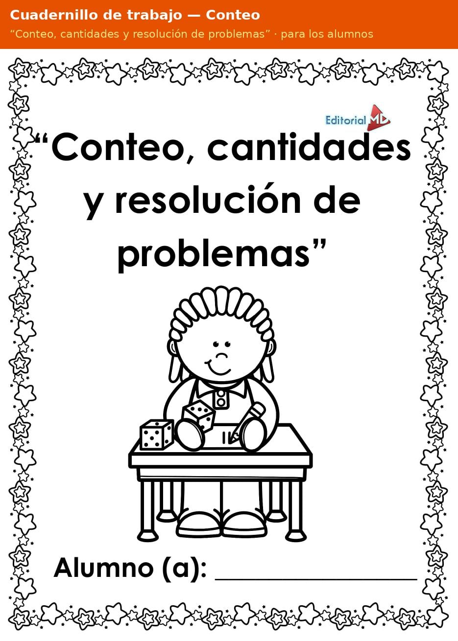Planeación de Conteo para Preescolar: Cantidades y Resolución de Problemas 3 Portada del cuadernillo de trabajo Conteo, cantidades y resolución de problemas para preescolar