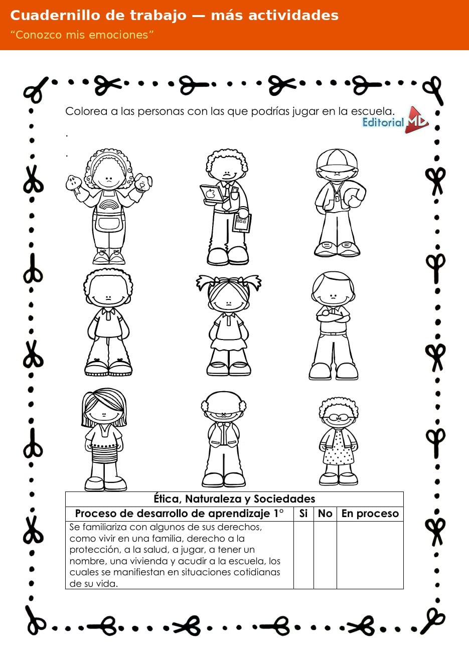 Planeación de las Emociones para Preescolar: Conozco mis Emociones 5 Actividades del cuadernillo de trabajo Conozco mis emociones para preescolar