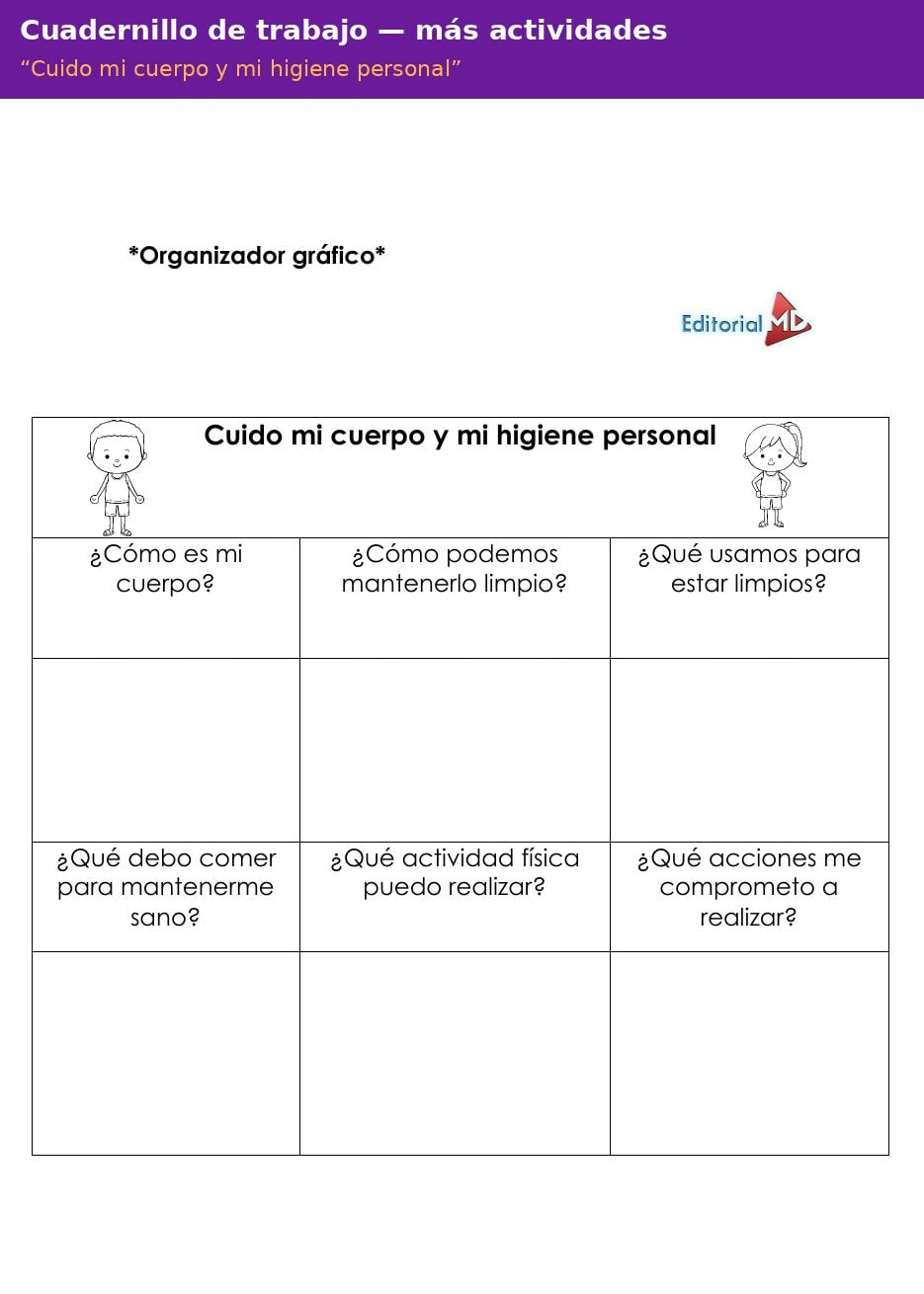 Planeación de Higiene Personal para Preescolar: Cuido mi Cuerpo 5 Actividades del cuadernillo de trabajo Cuido mi cuerpo y mi higiene personal para preescolar