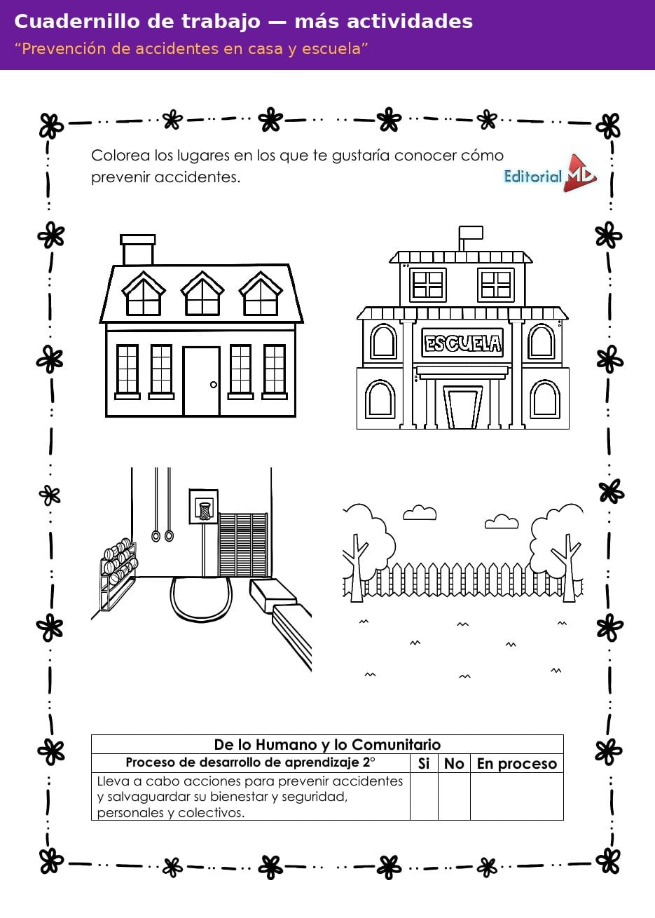 Planeación Prevención de Accidentes en Casa y Escuela para Preescolar 5 Actividades del cuadernillo de trabajo Prevención de accidentes en casa y escuela para preescolar