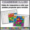 Números Romanos Colorea por Código Matemáticas Primaria 7 Dos coloridas hojas de respuestas con números romanos y cifras, cada una con una actividad de colorear por números. El texto de arriba dice: