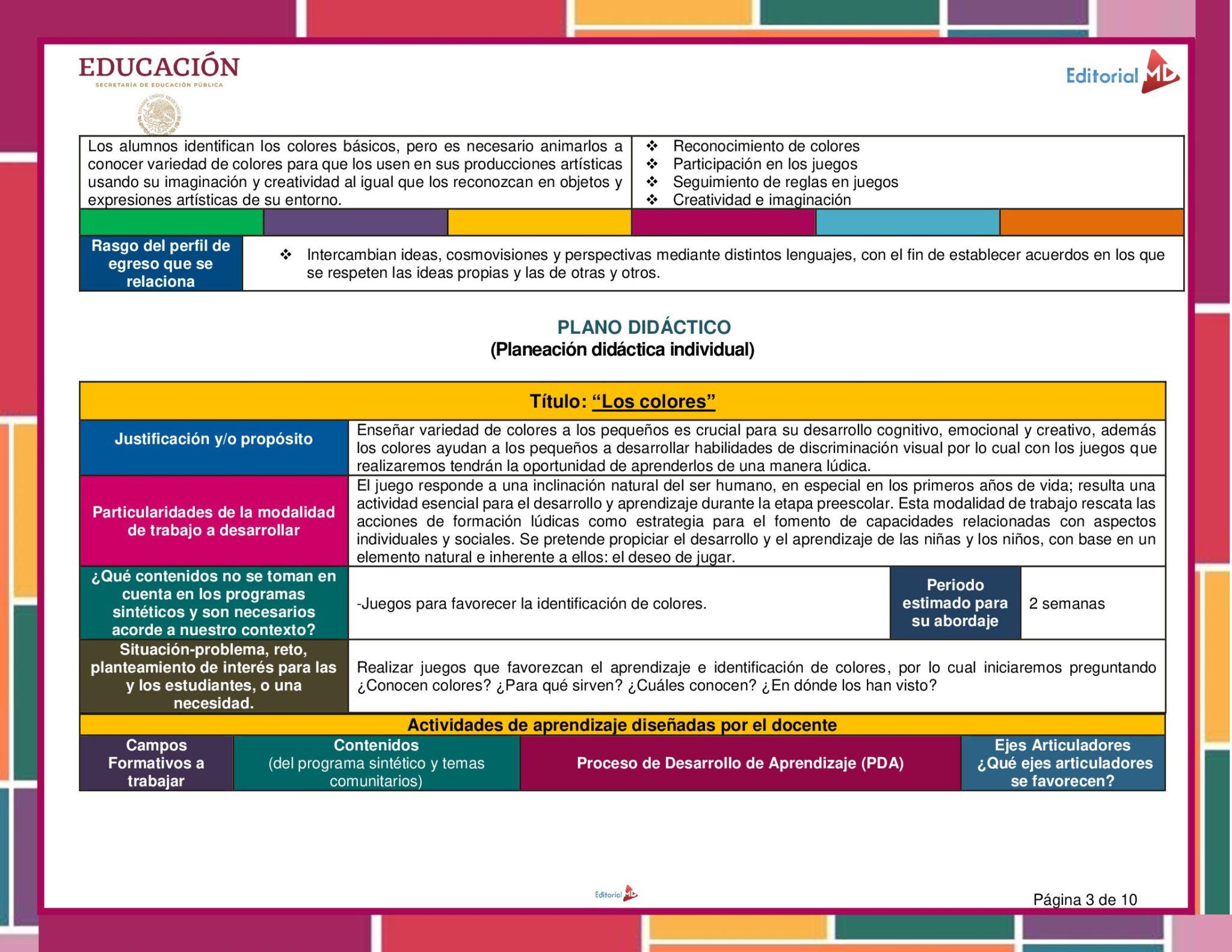 Planeación los Colores para Preescolar 4 Planeación los Colores para Preescolar - Image 4