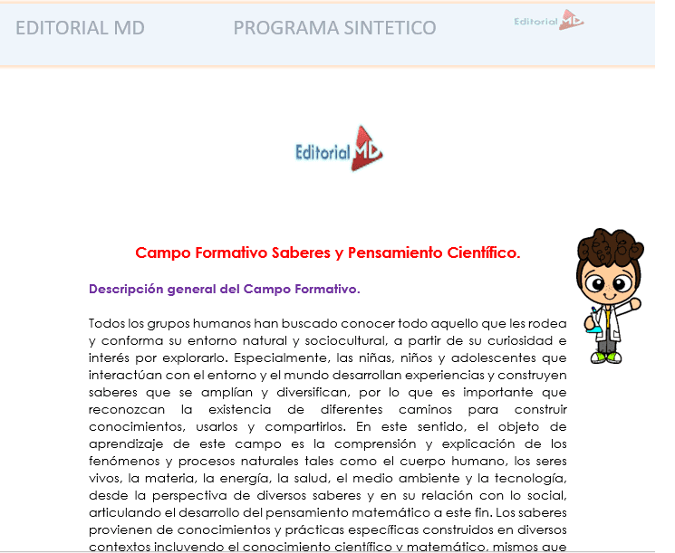 descripcion de cada campo formativo