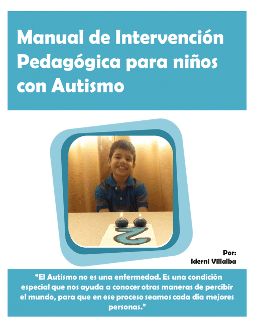 Portada del "Manual de Herramientas Pedagógicas para Niños con Autismo", que presenta a un niño sonriente en un escritorio con auriculares, enfatizando formas únicas de percibir el mundo en niños con autismo.
